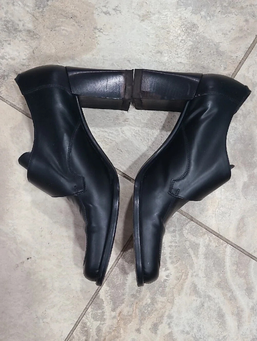 Coach Black Leather Women's Block Heel Slip-On Loafers 3